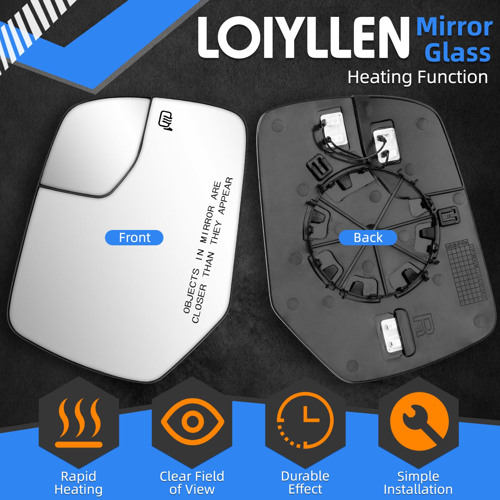 LOIYLLEN rear view showing ABS backboard and heating element for reliable defrosting