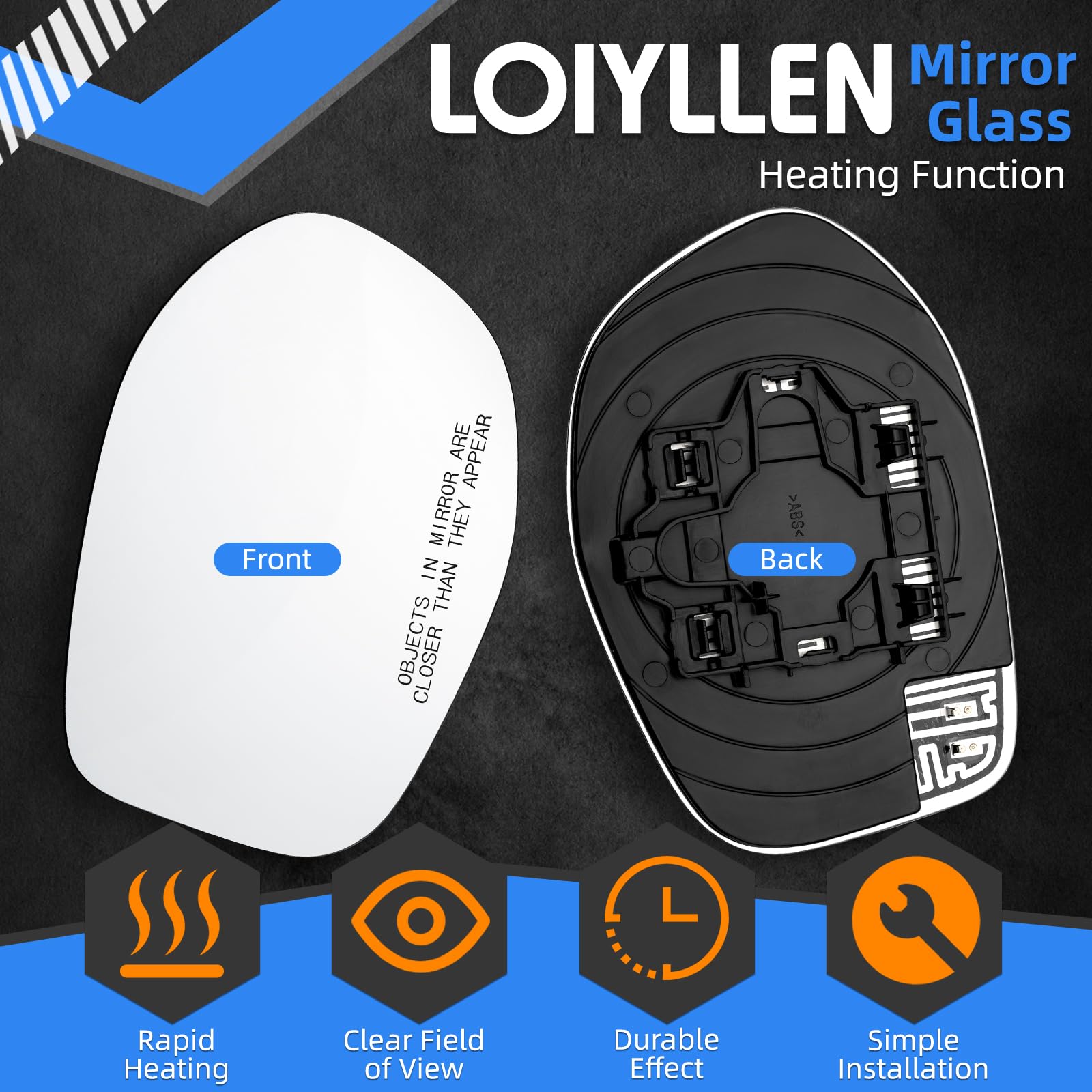 LOIYLLEN mirror backplane with heater element demonstrating quick defog benefit