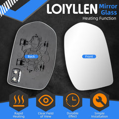 LOIYLLEN mirror packaging and installation illustration, simplifying a quick replacement