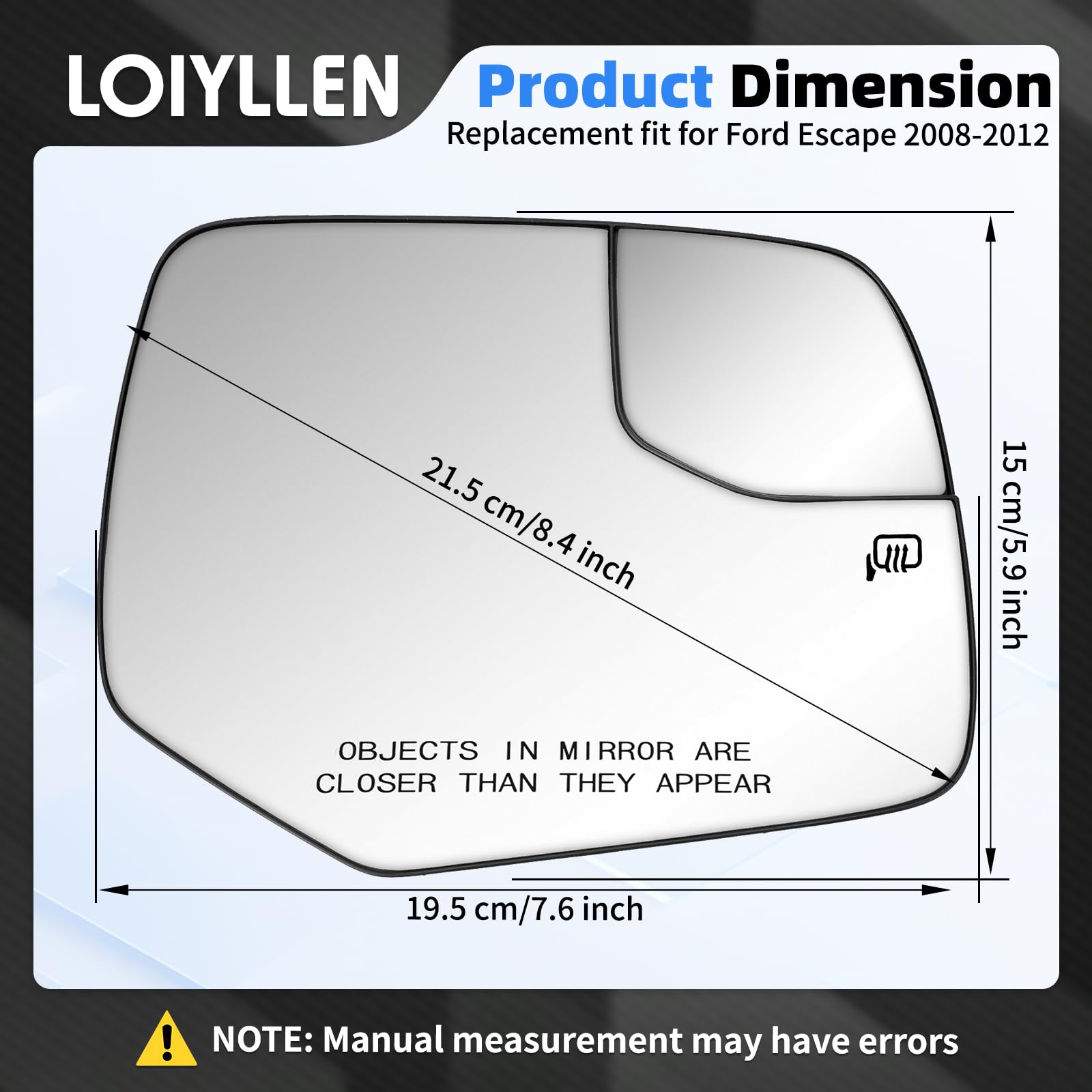 LOIYLLEN packaged mirror and instruction sheet ready for quick replacement benefit