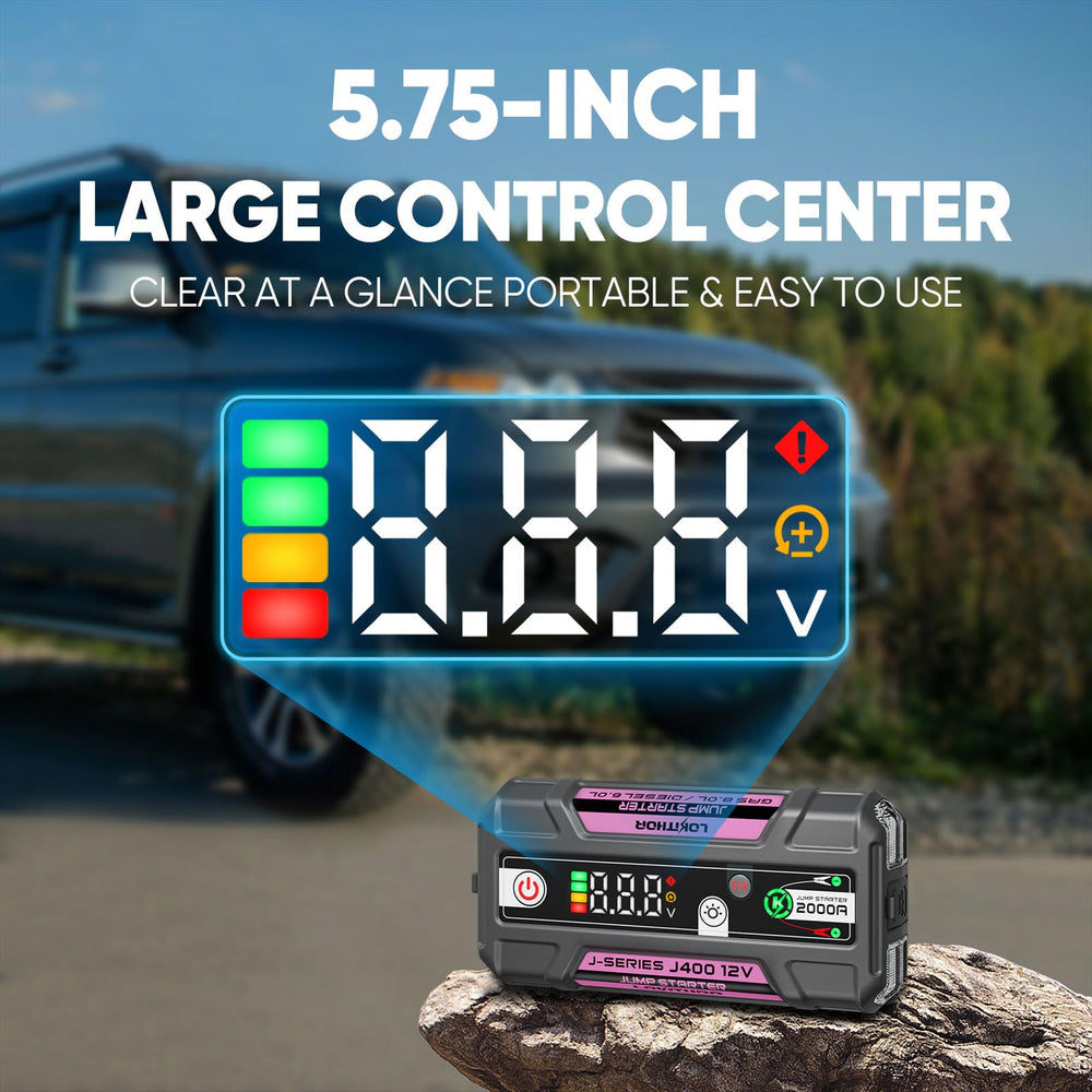 LOKITHOR J400 connected to car battery demonstrating effective jump-start performance benefit