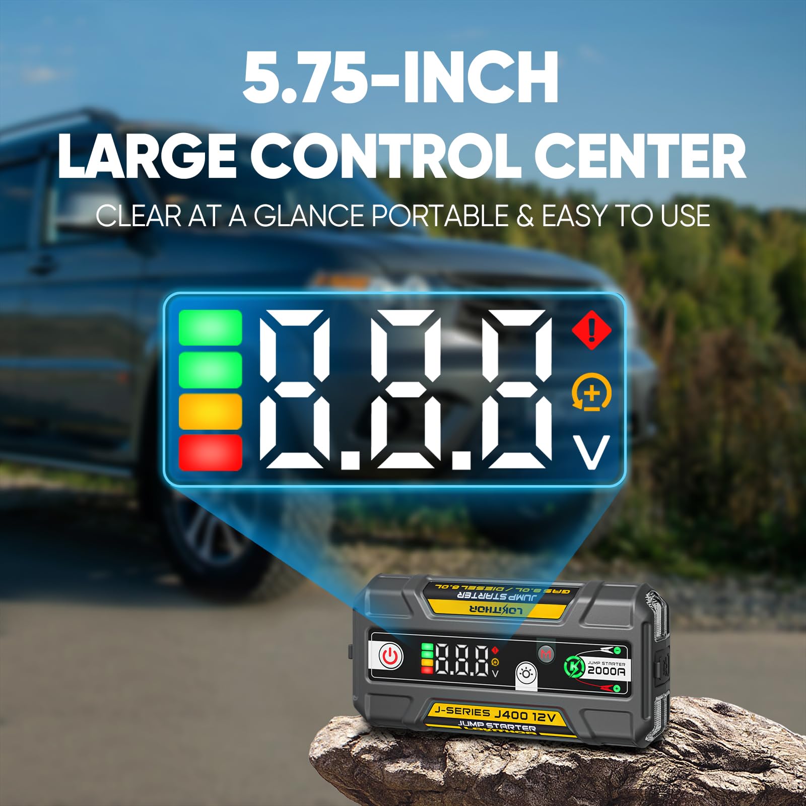 LOKITHOR connected to car battery showing reliable engine starting
