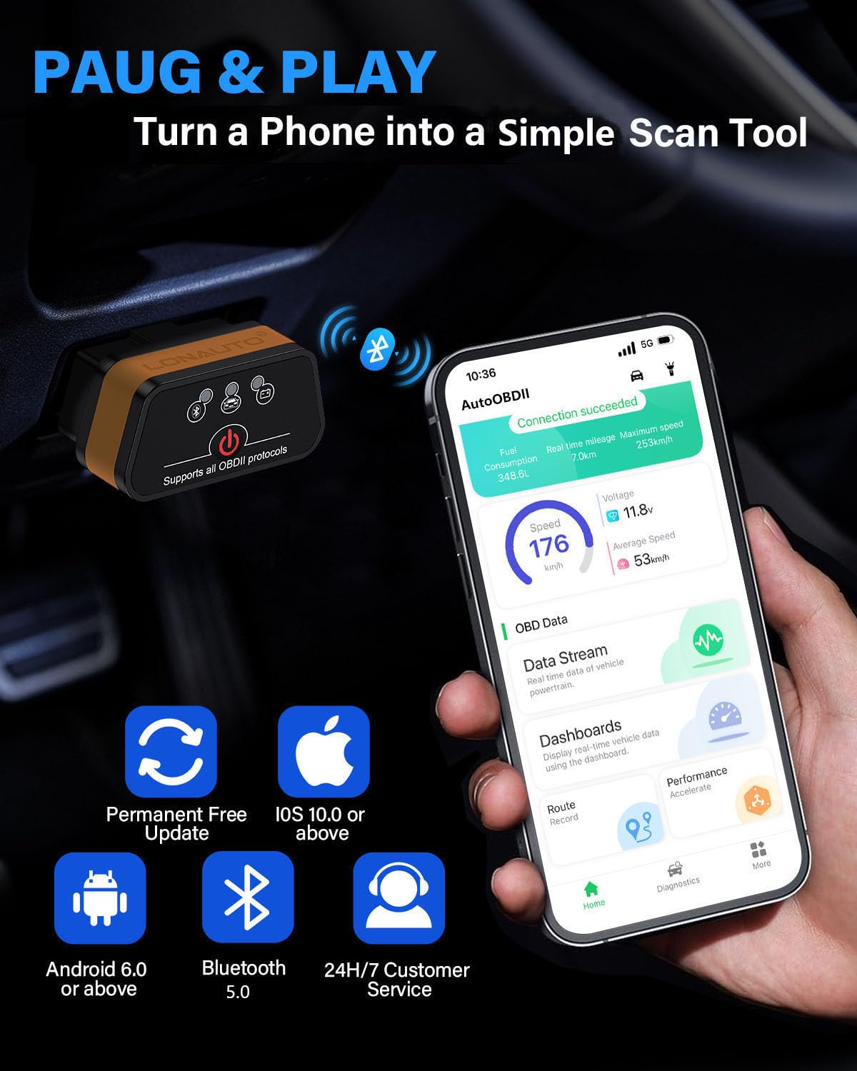 LONAUTO LB02 held in hand demonstrating pocket-sized convenience and portability