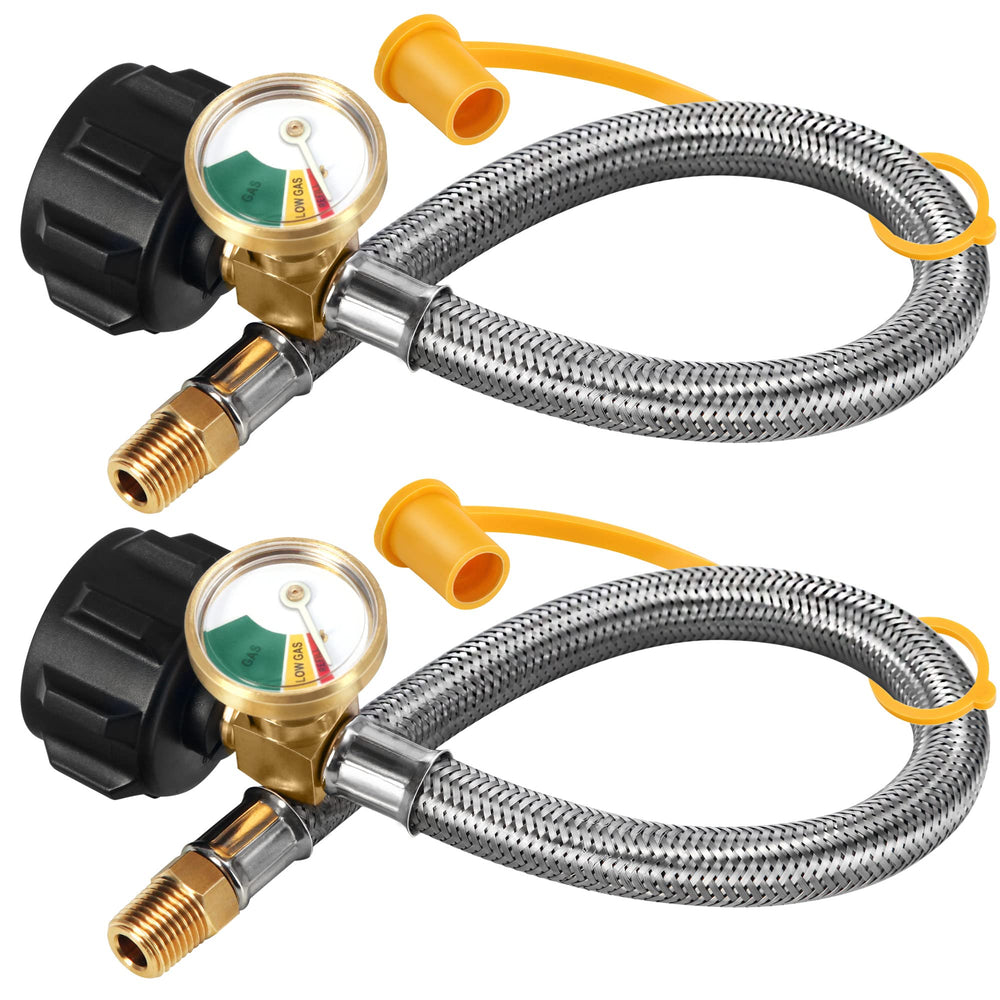LONGADS front packaging showing two 18-inch hoses and gauge, clear product ID and benefit