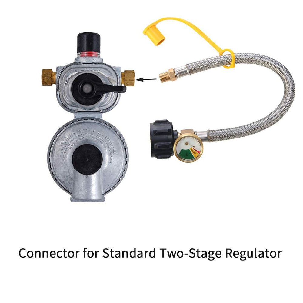 LONGADS hose in a campsite kitchen scene showing reliable propane supply for cooking