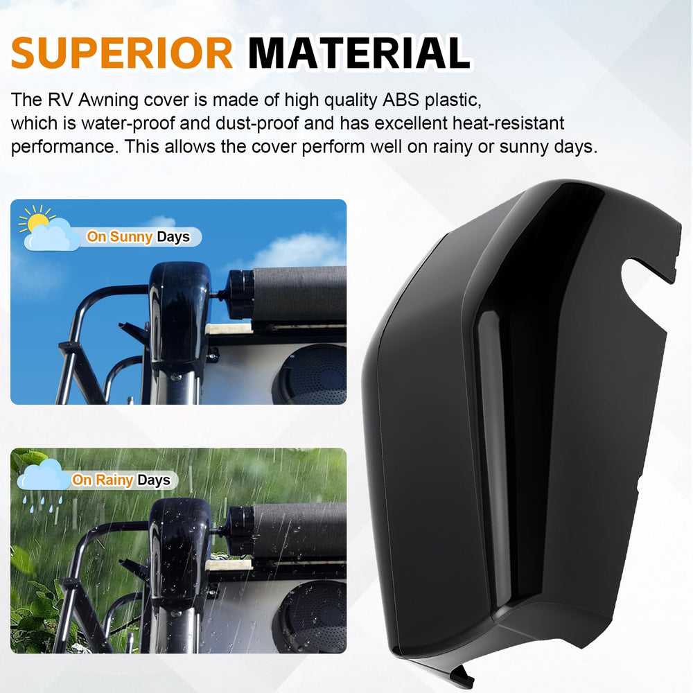 Lonsda installed on RV awning motor demonstrating weather protection