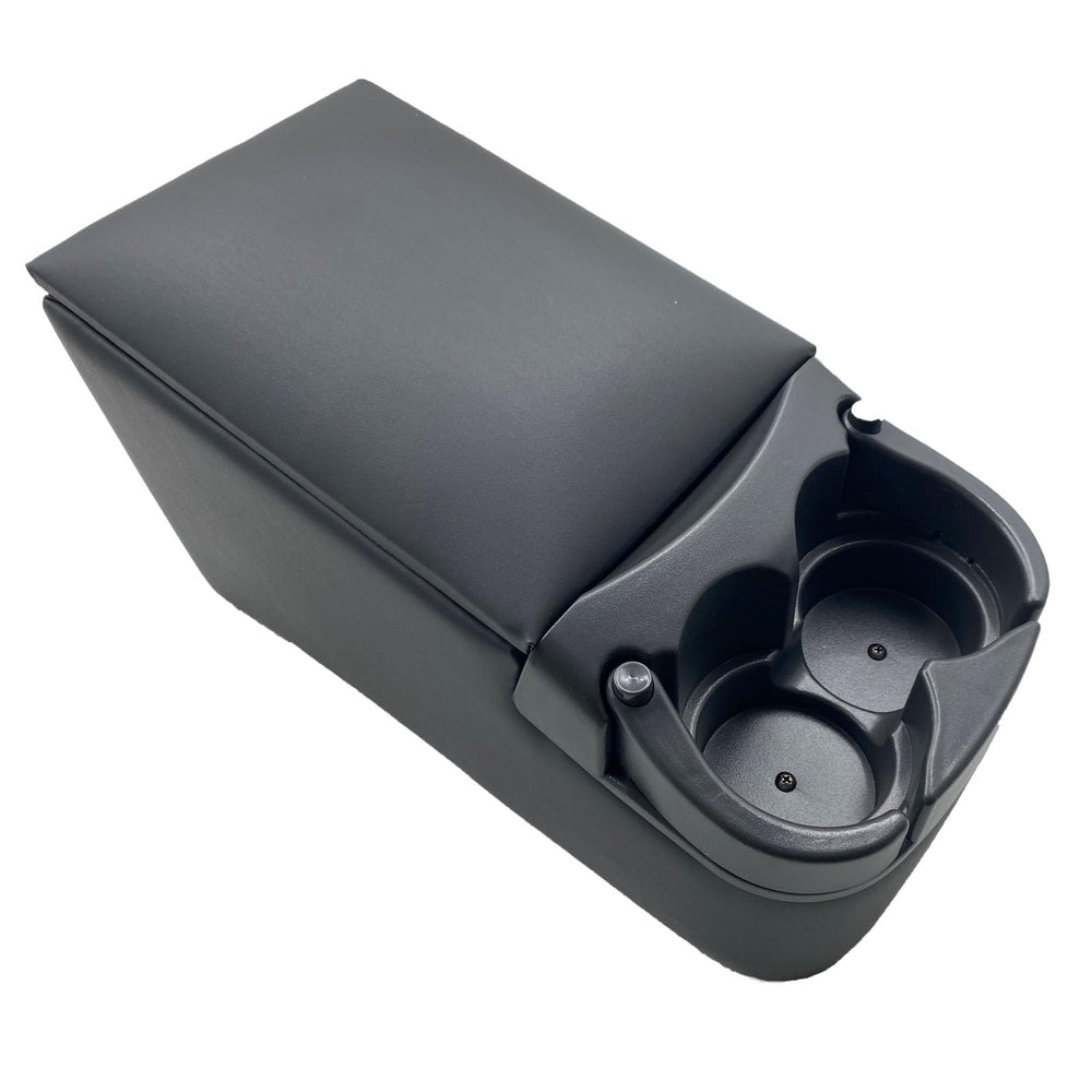 LOOYE front view grey console showing tidy storage and easy access