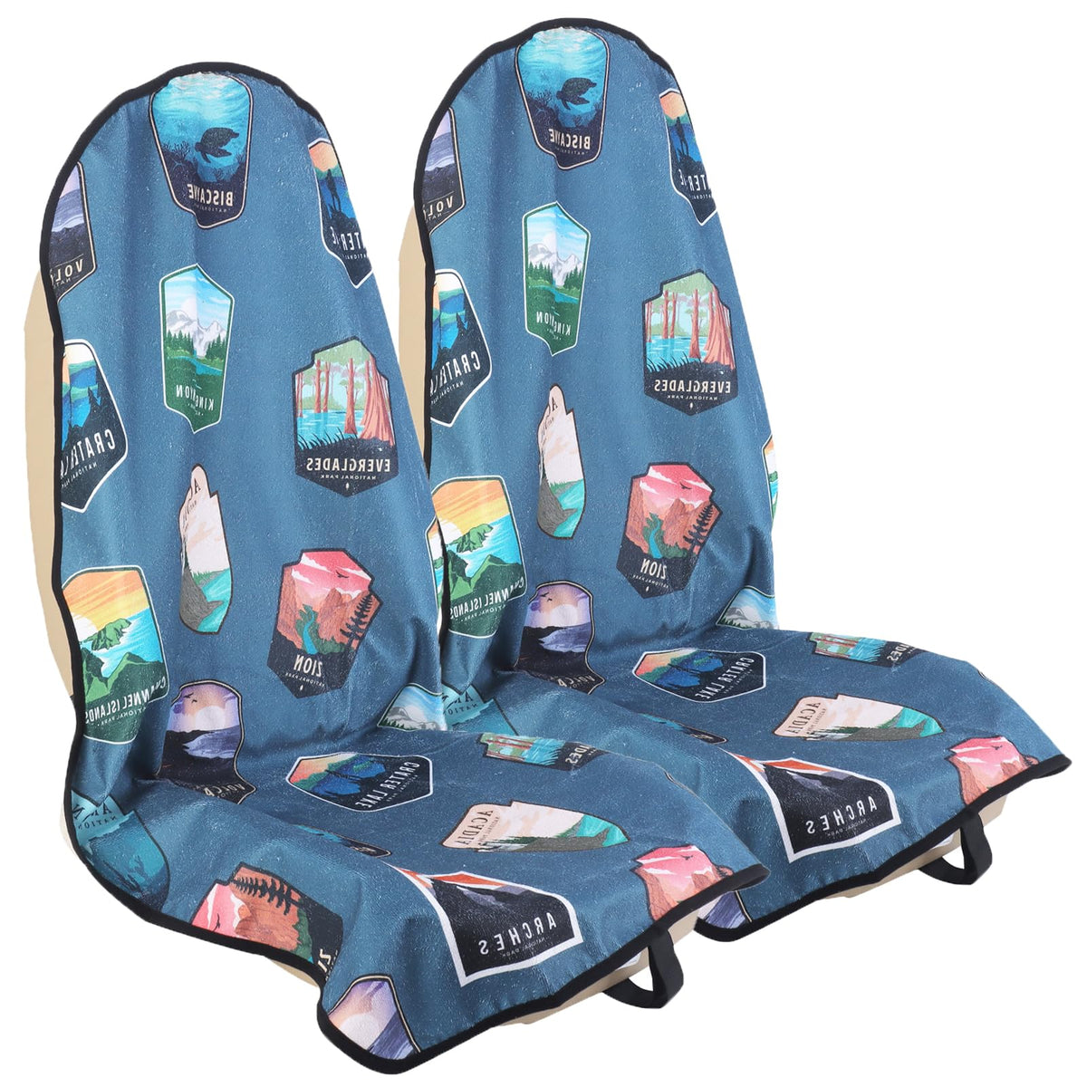 LoyaGour front seat cover with National Parks print protects seats from sweat