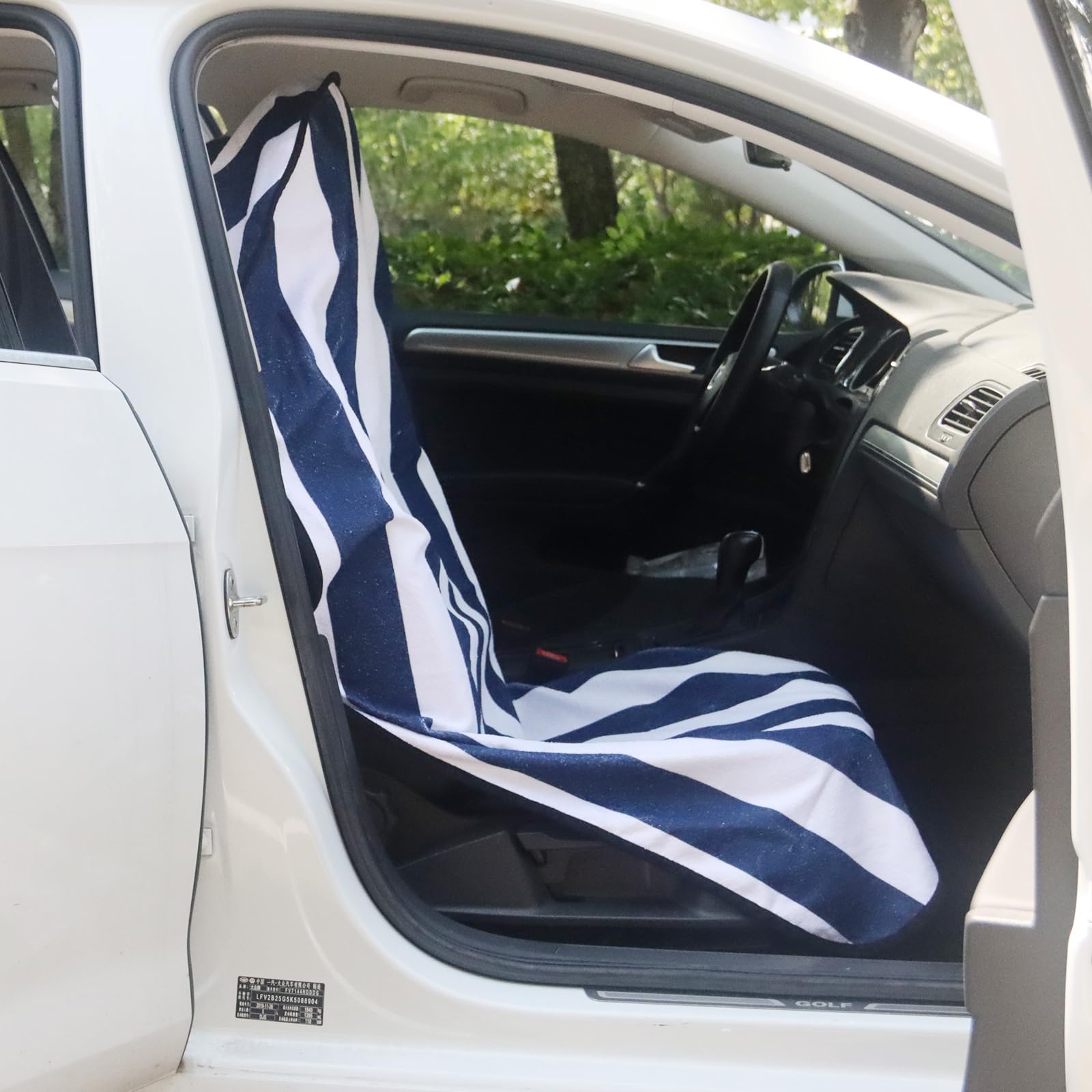 LoyaGour lifestyle image at beach protecting car after swim