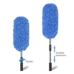 Loyakuu duster extended on stainless handle reaching a high spot