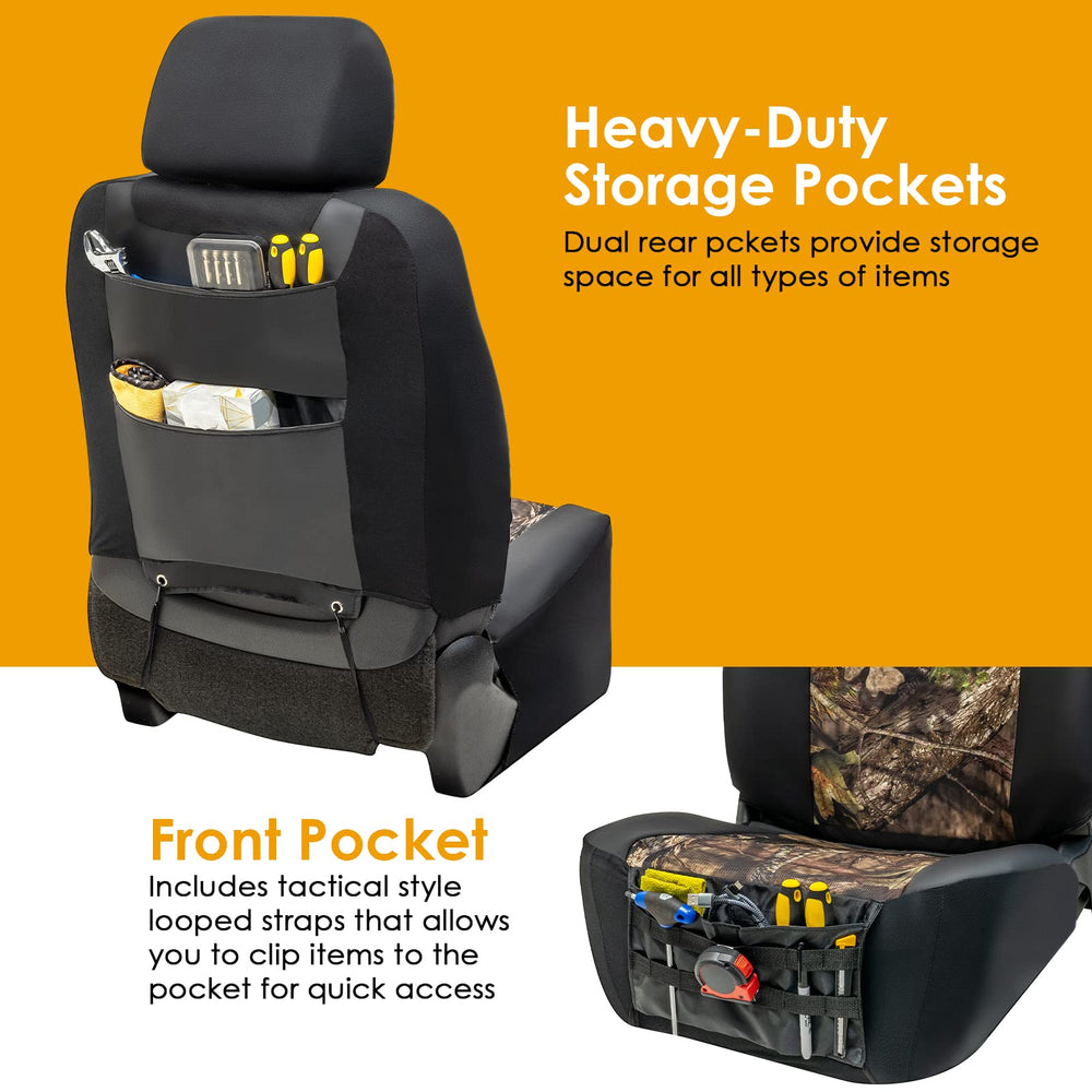 LPI Truck seat covers installed in pickup showing secure fit and rugged style for daily work use