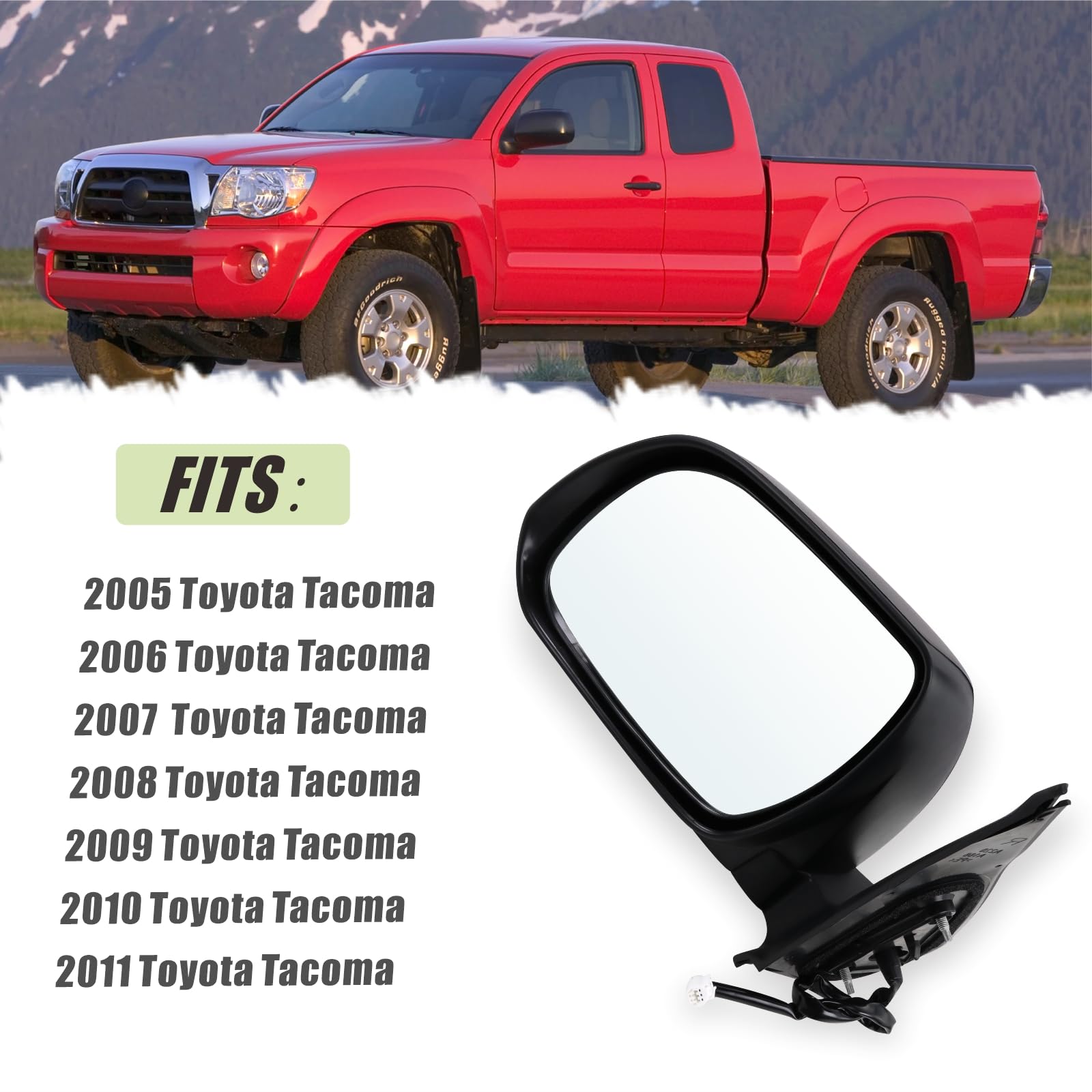Lqito mirror installed on Toyota Tacoma demonstrating exact fit