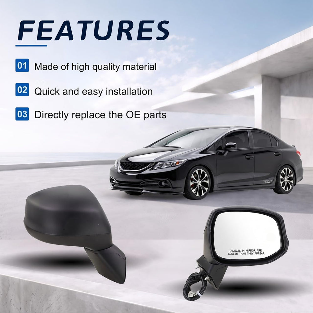 Lqito mirror installed on Civic demonstrating improved visibility and fitment