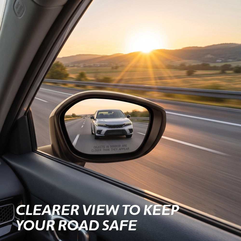 Lqito mirror mounted on Honda Civic demonstrating restored appearance and visibility