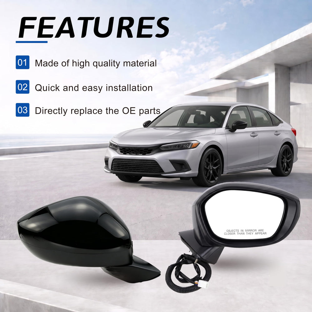 Lqito mirror beside a hand for scale showing compact build and exact fitment benefit
