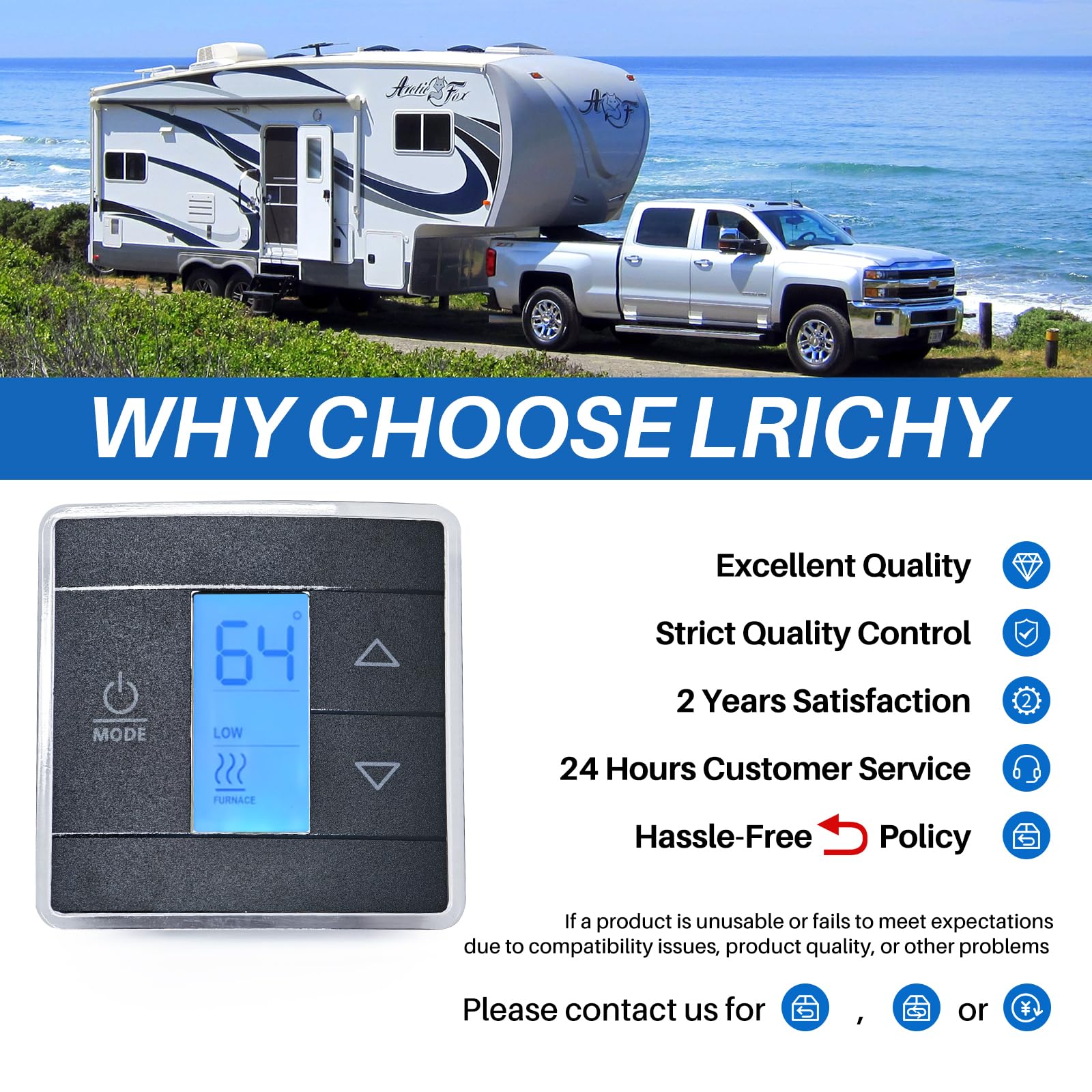 Lrichy packaging with manual highlighting quick installation and warranty
