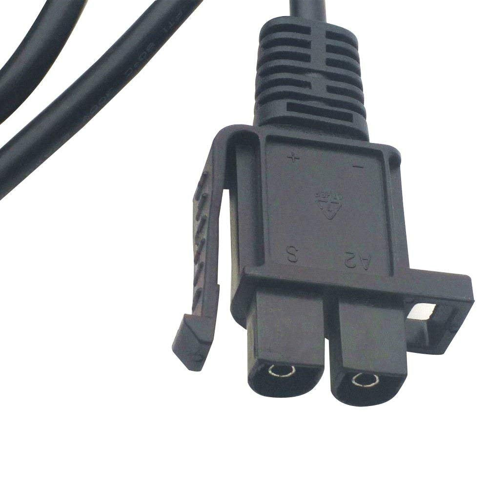 LS charger cable and plug showing length and portability advantage