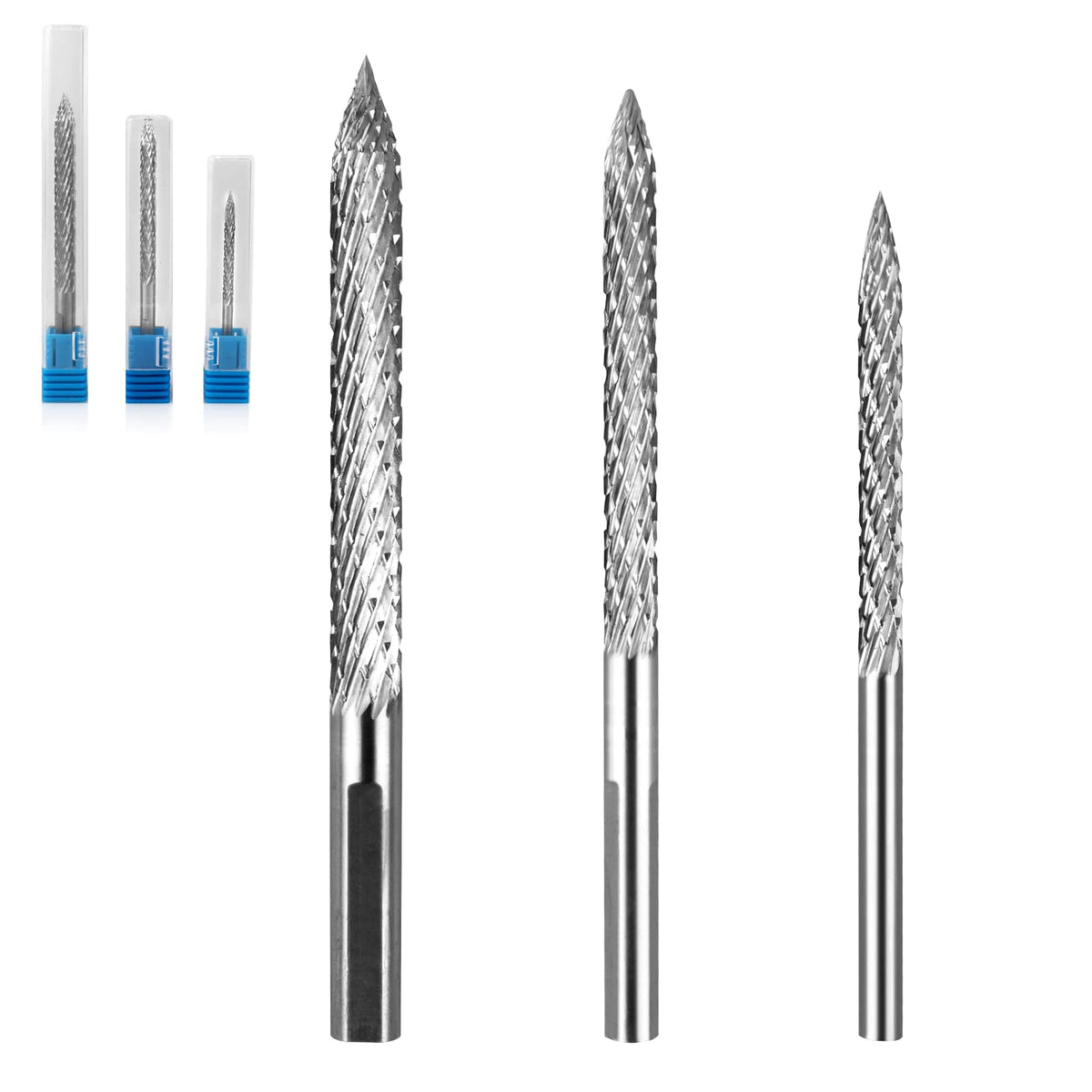 LSTOPGO front view of 3-piece reamer pack showing sizes and packaging benefits