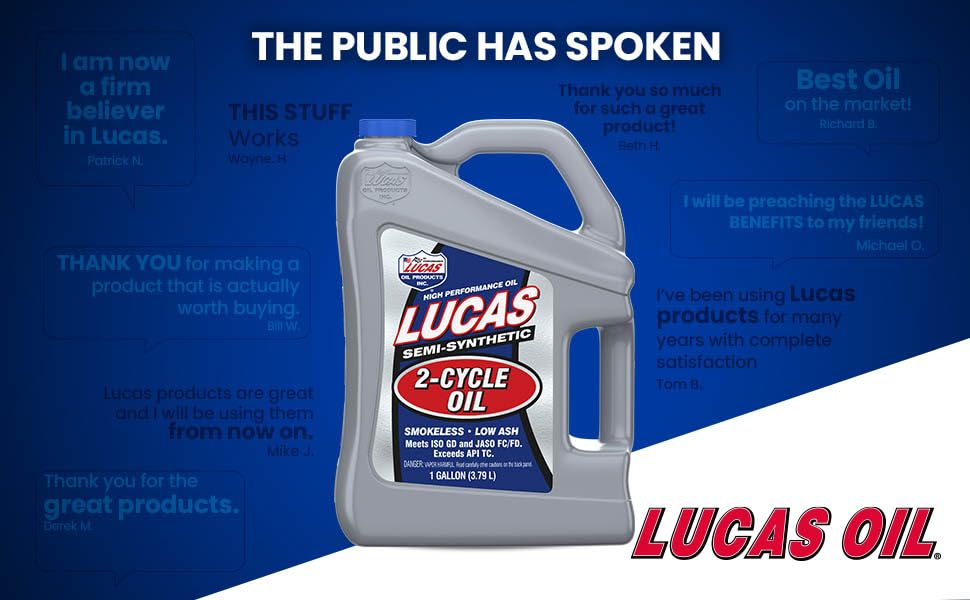 Lucas Oil 10115 one-gallon bottle beside tool for scale and convenience
