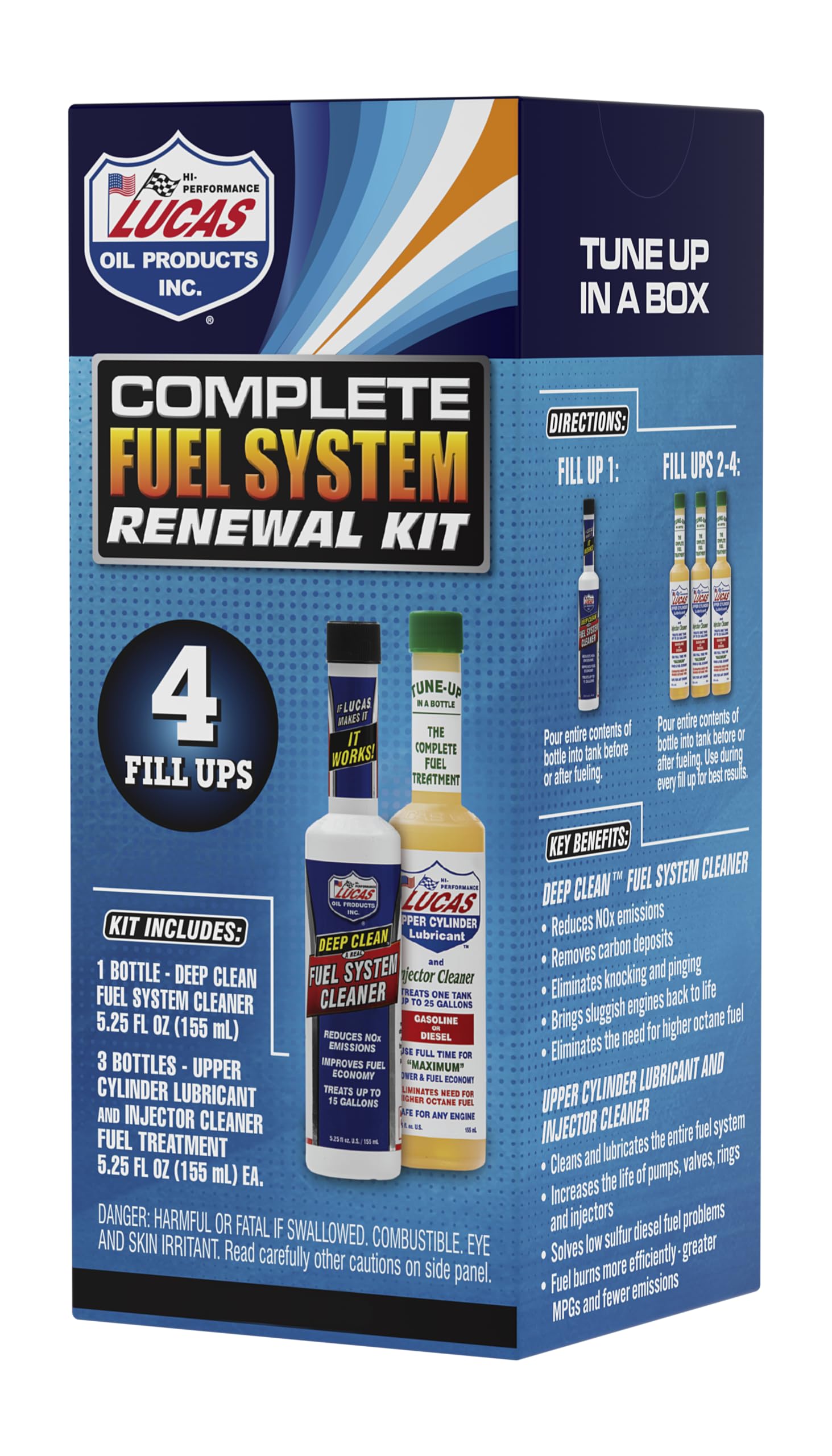 Lucas Oil kit front packaging showing contents and benefit of complete system renewal