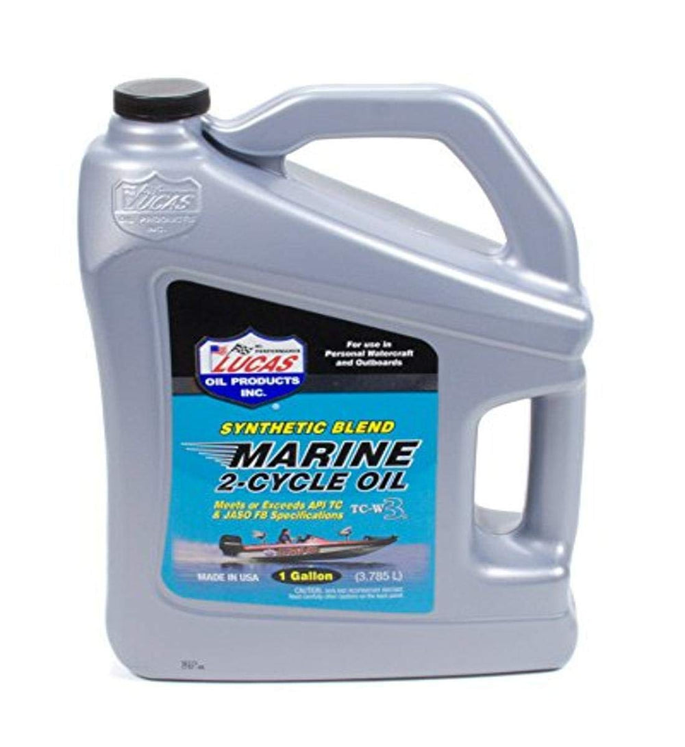 Lucas Oil 2-Cycle Marine one-gallon front label showing product and benefits