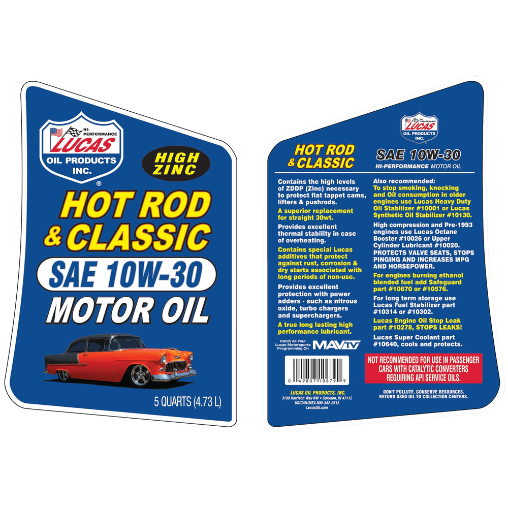 Lucas Oil close-up label highlighting zinc and molybdenum additives