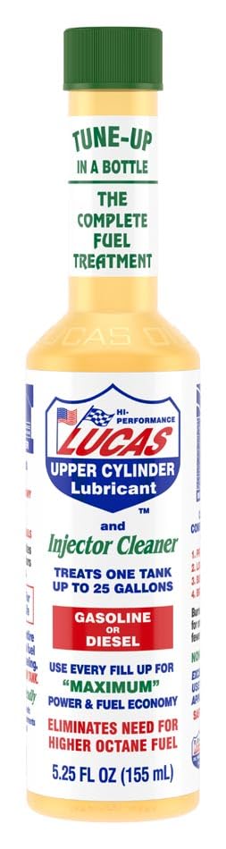 Three Lucas Oil Upper Cylinder bottles grouped to show staged lubrication benefit