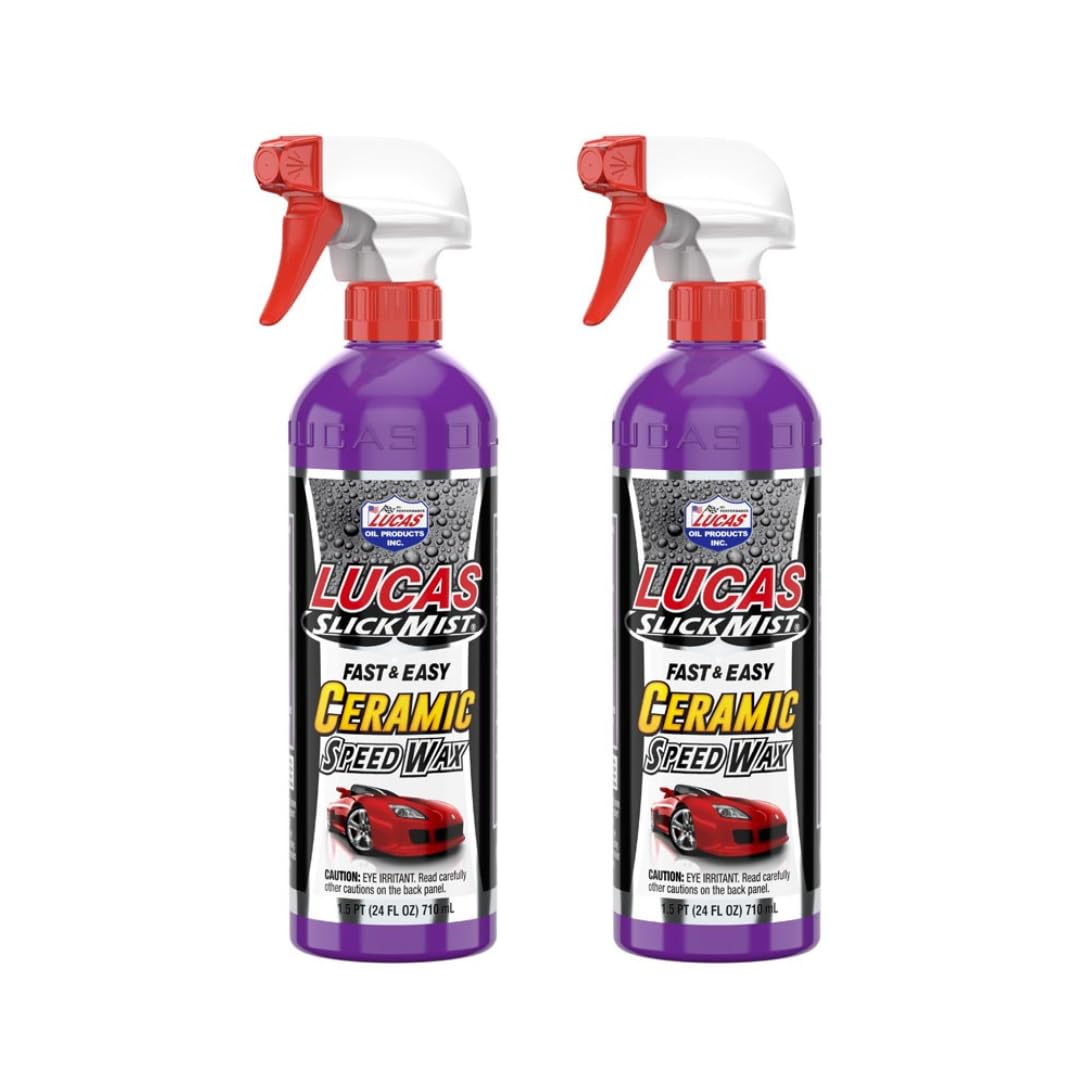 Lucas Slick Mist spray bottle front view showing label and quick shine benefit