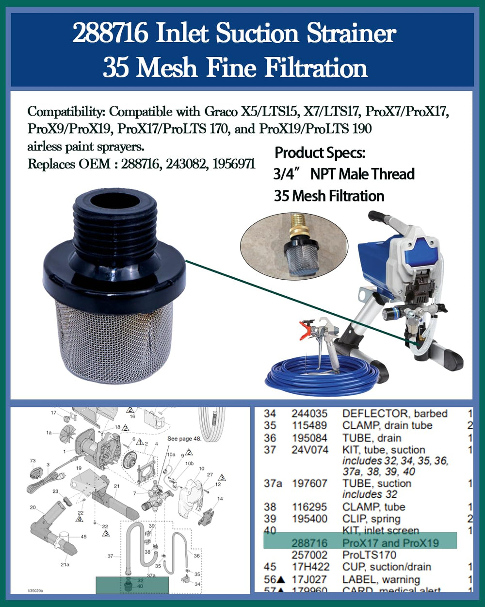 LUCKXUANYUAN detail of 288750 100 mesh gun filter illustrating fine mesh for smooth finishes