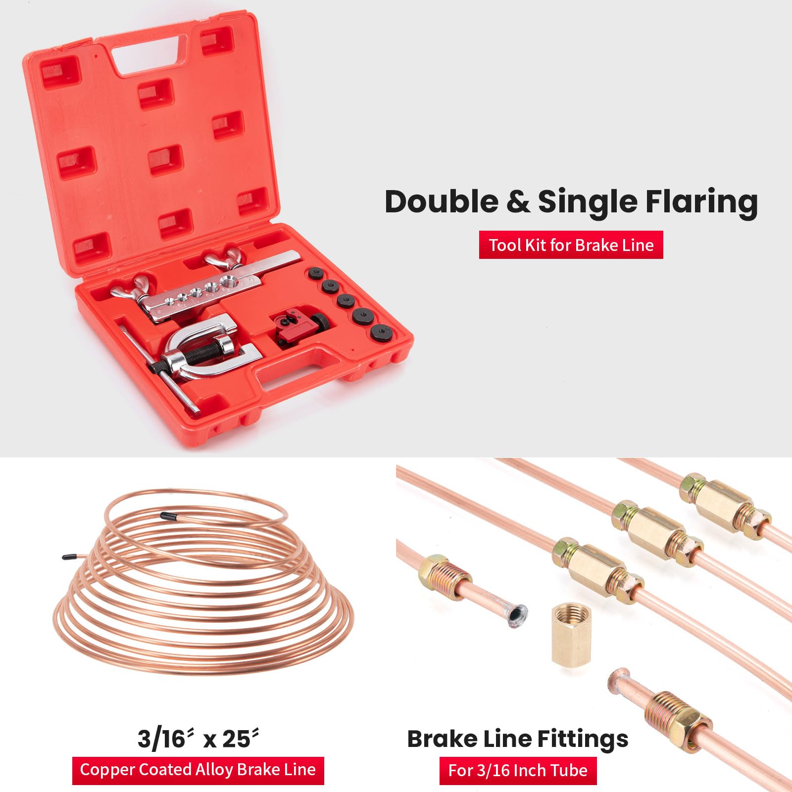 Lucky Seven dual flaring tool and tube cutter shown for precise flares and clean cuts benefit