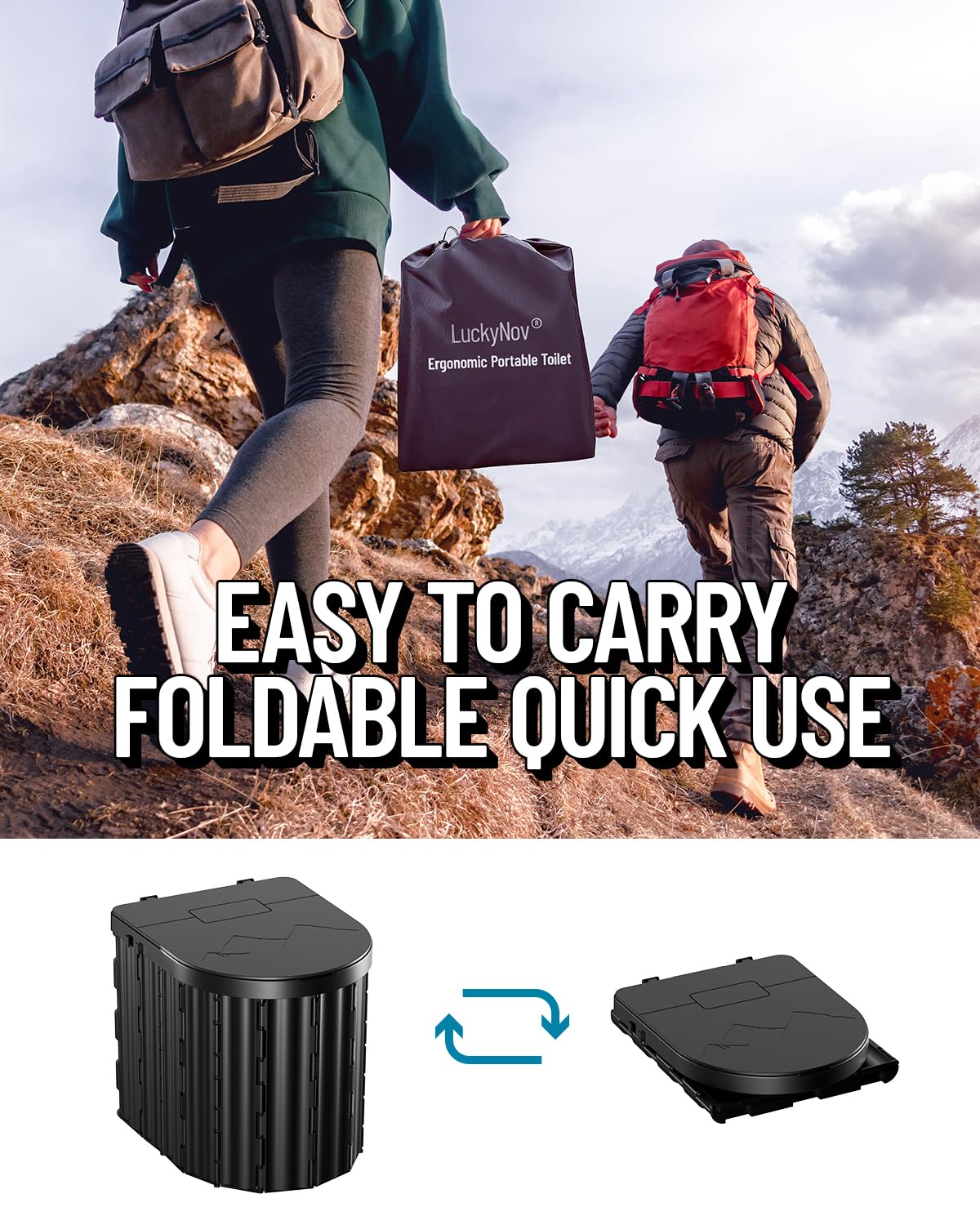 LuckyNov in-use at campsite demonstrating stable, safe positioning