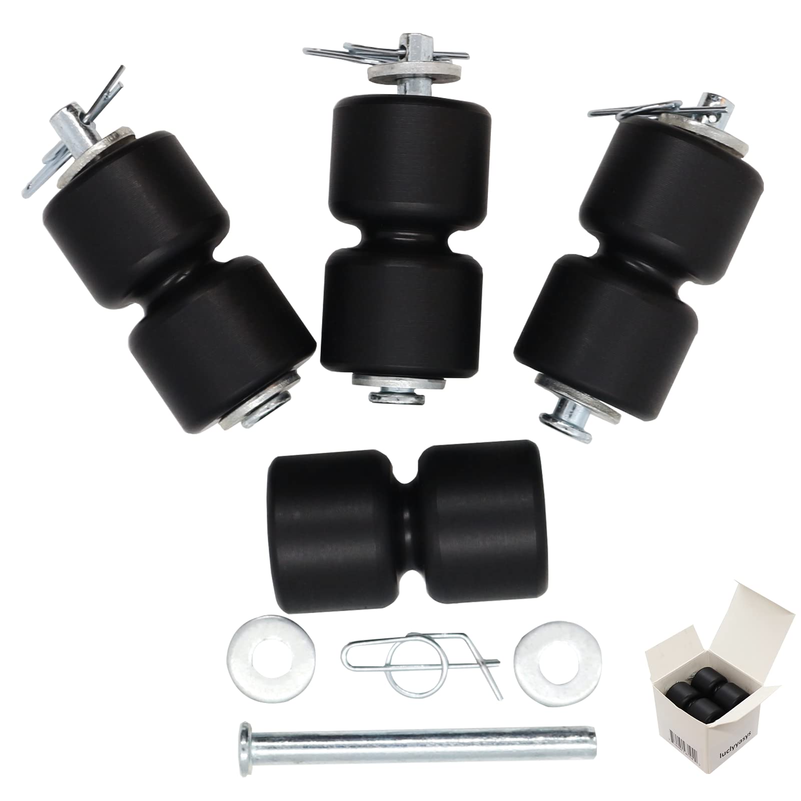 luclyyasys front view of 4-pack roller kit showing complete hardware for quick replacement