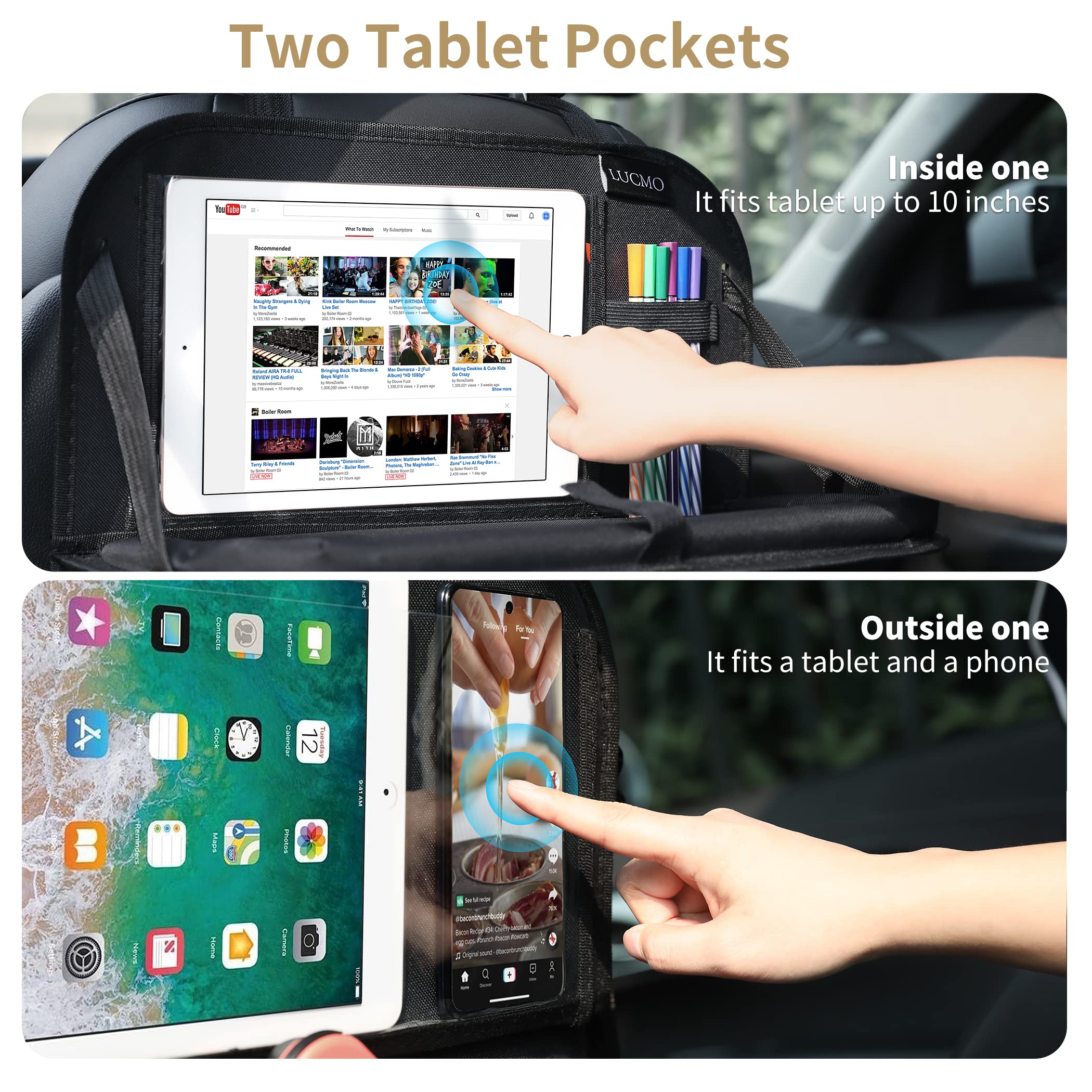 LUCMO mesh and pockets detail organizing toys and snacks benefit