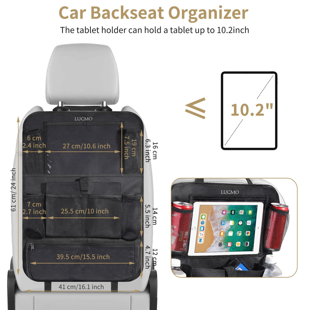 LUCMO organizer next to a water bottle, tablet and book showing practical size