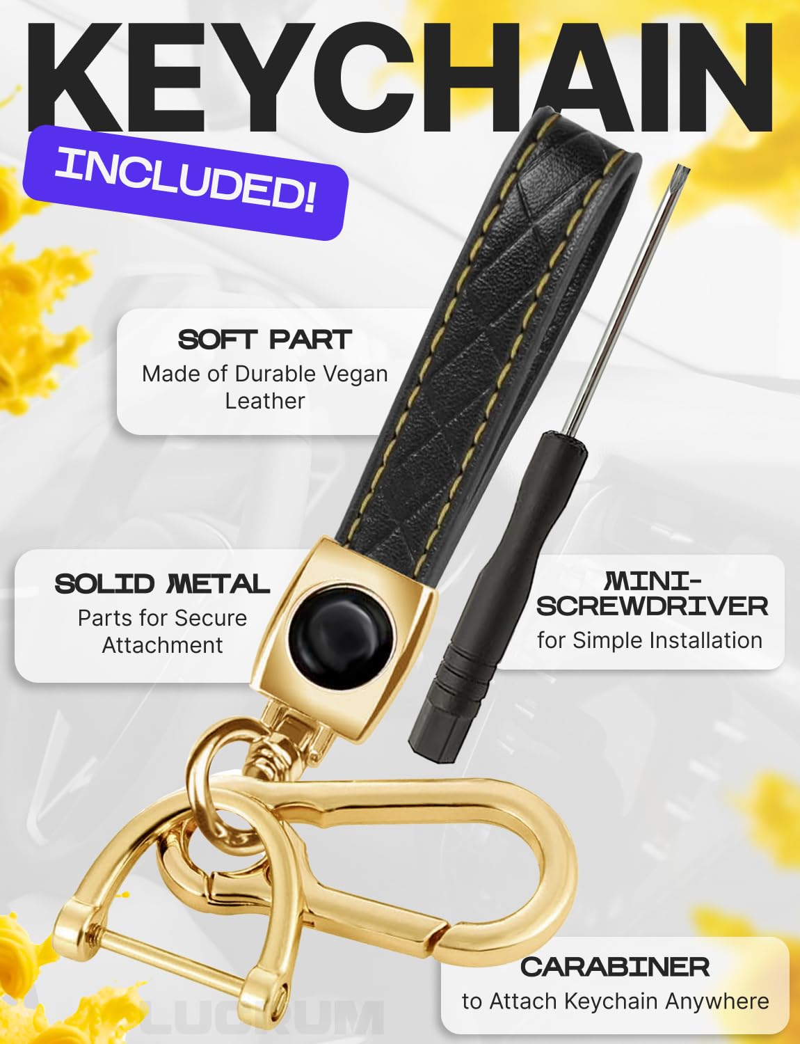 Lucrum key fob in hand demonstrating improved grip and comfortable hold