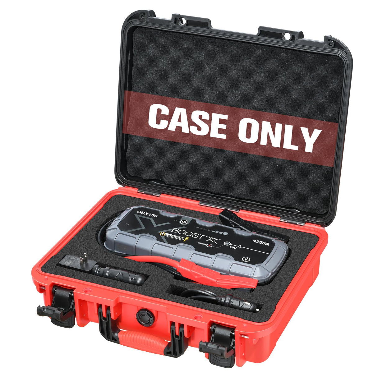 LUGECASE front exterior case protecting NOCO Boost X GBX155 for rugged storage
