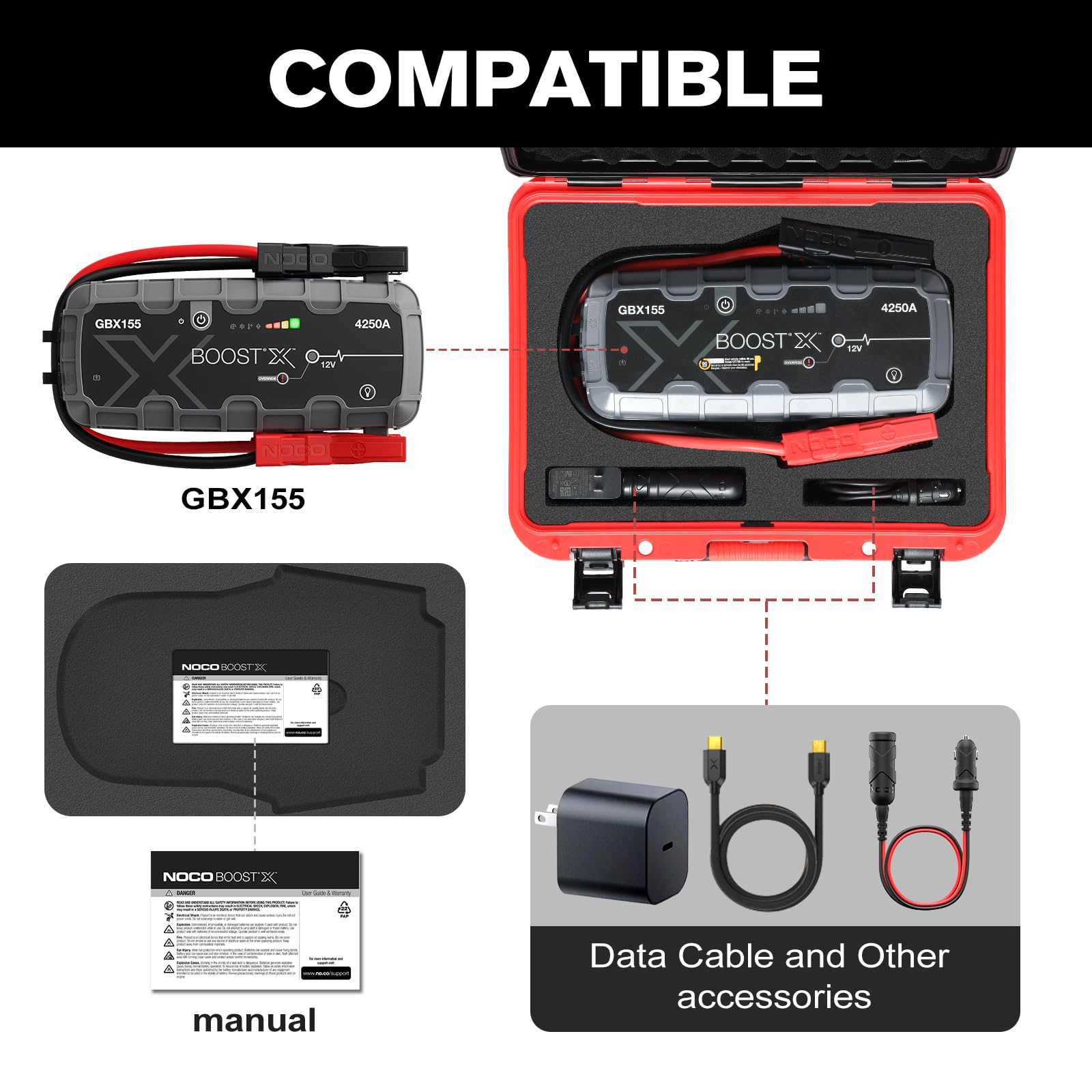 LUGECASE open molded interior holding NOCO Boost X GBX155 for secure organization