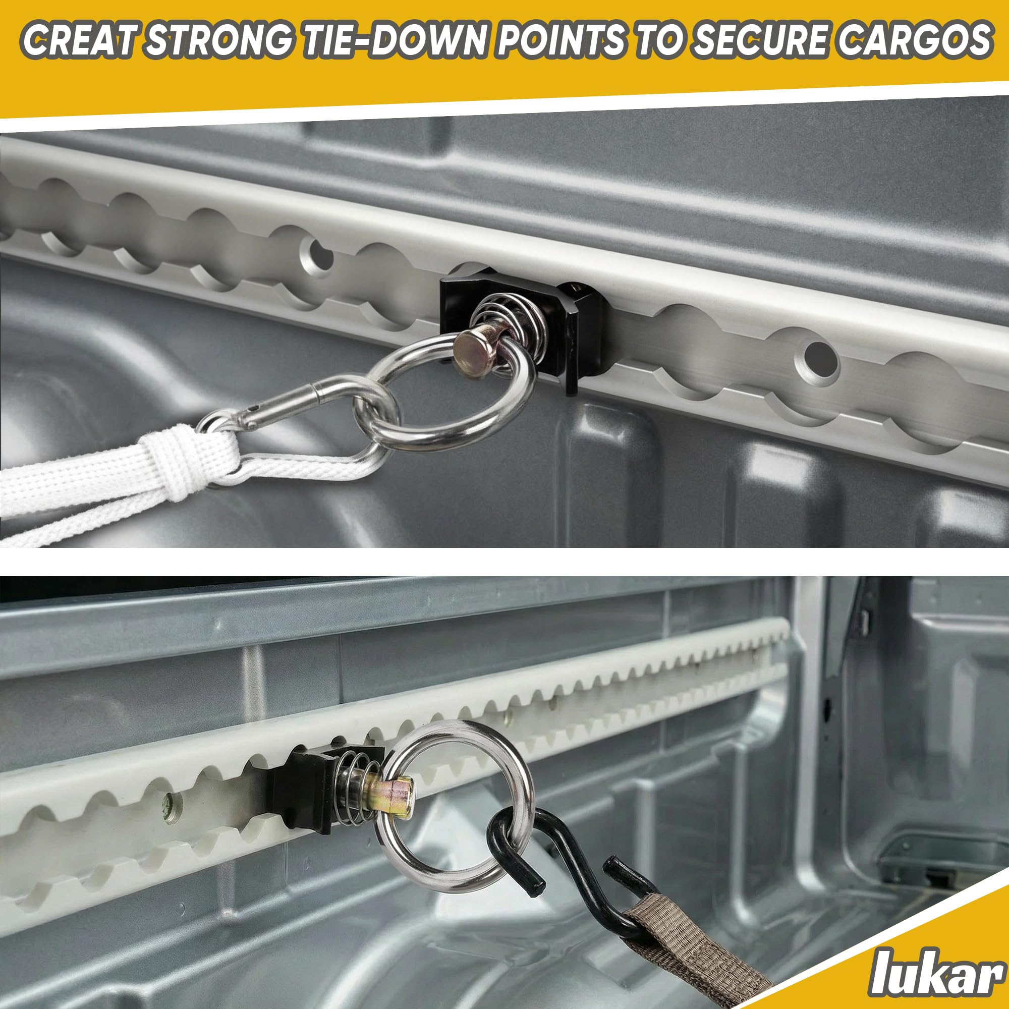 lukar in use with cargo strap securing motorcycle for safe transport