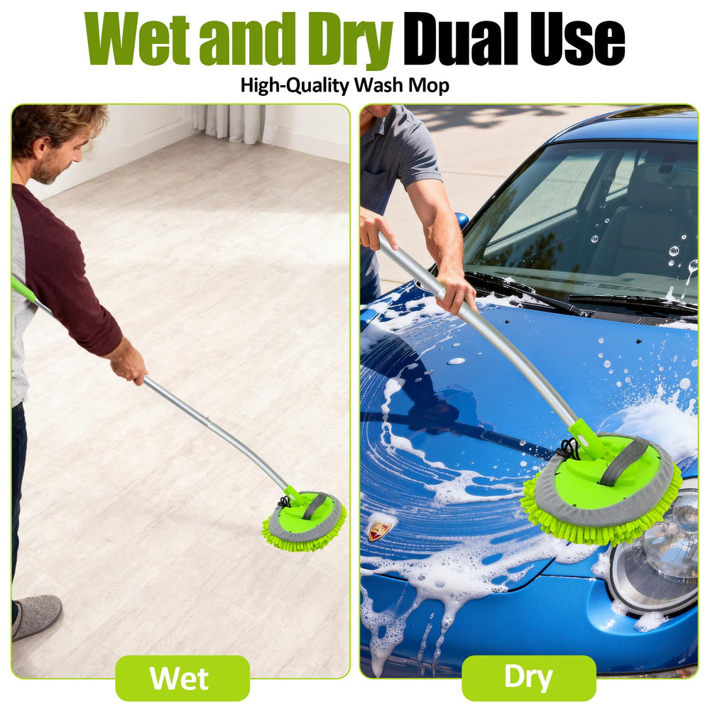 LUKCOZMO in driveway washing a car demonstrating easy high reach