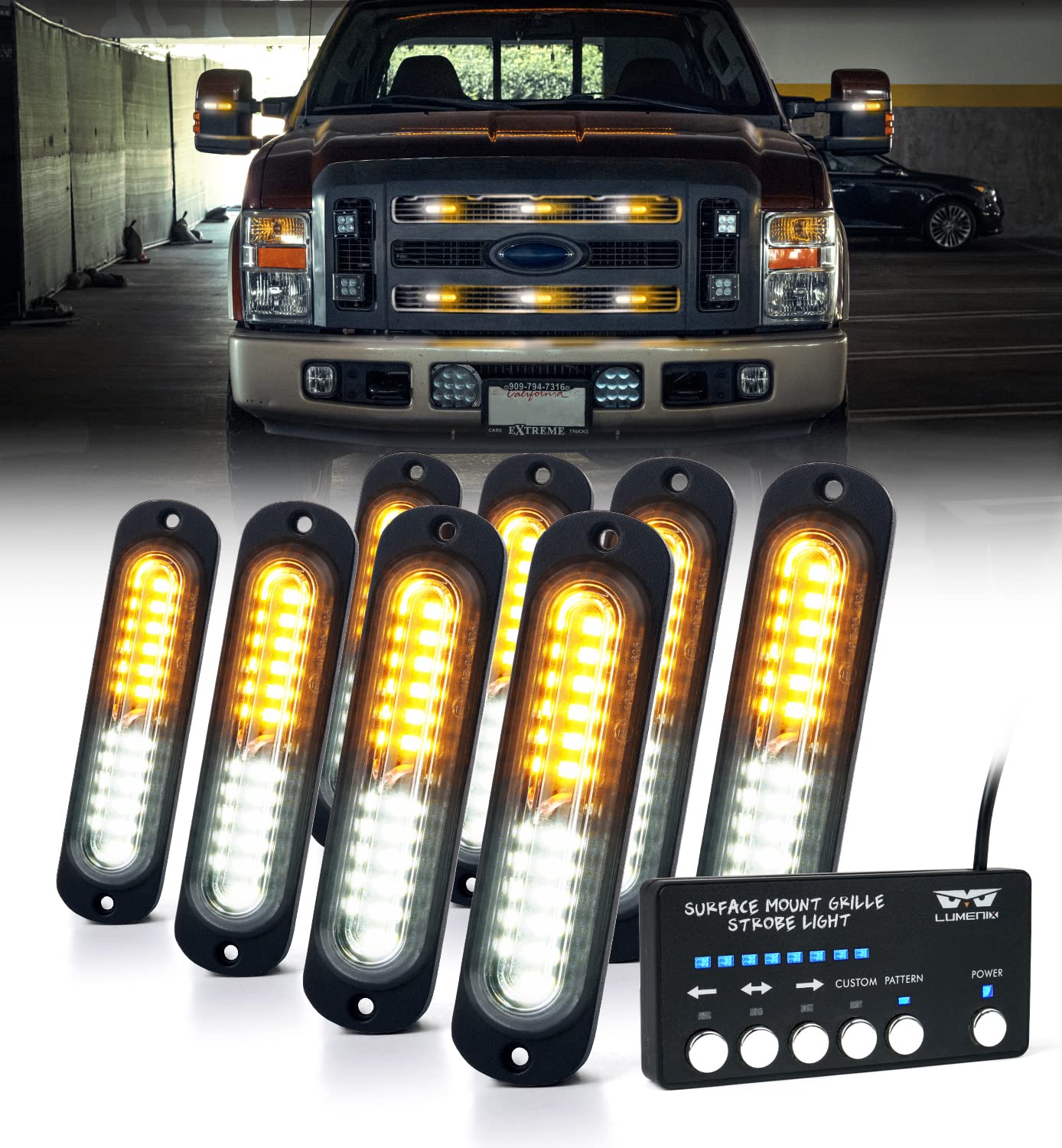 LUMENIX grille-mounted front view showing high visibility and quick installation
