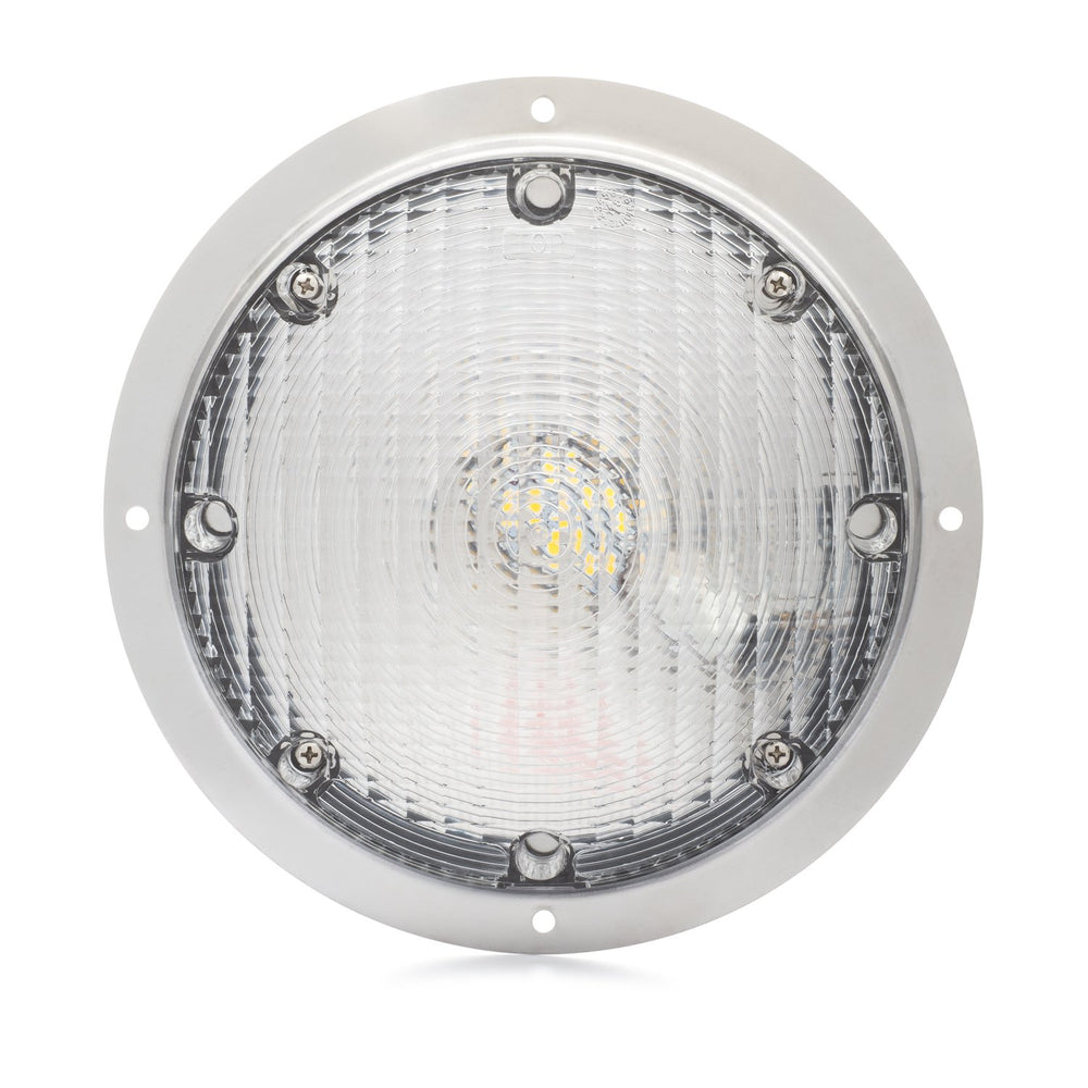 Lumitronics front view showing round surface mount light and bright lens benefit
