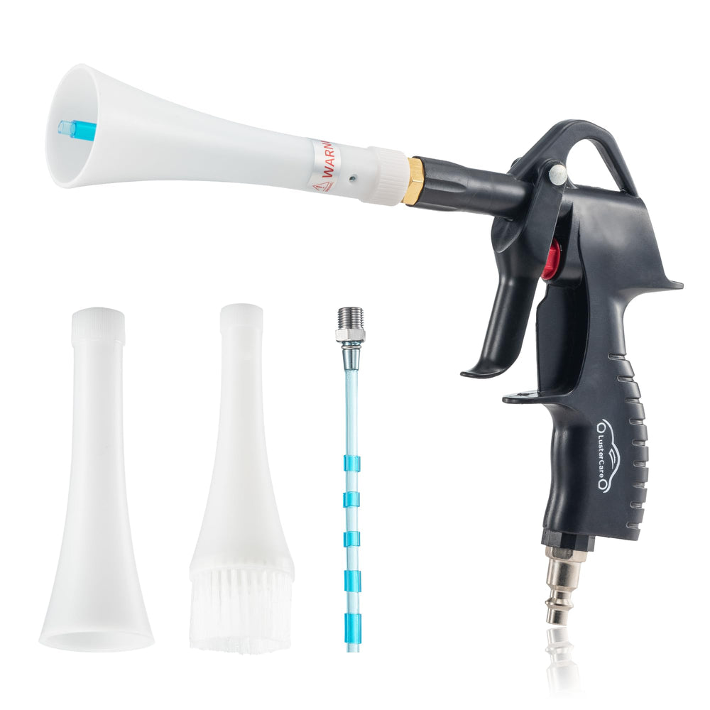 LusterCare front view of car cleaning gun showing ergonomic grip and trigger for efficient detailing