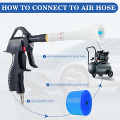 LusterCare gun clearing pet hair from car seat seam to quickly lift embedded debris