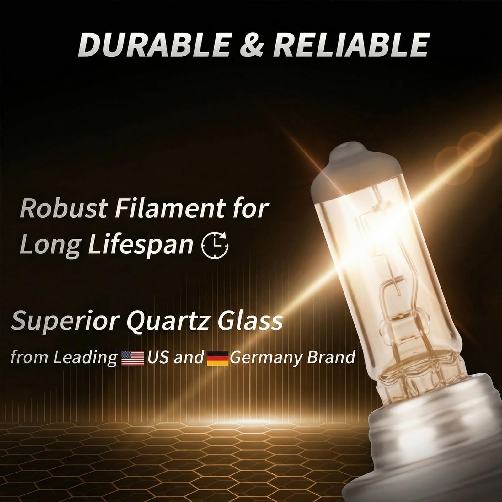 LUVALON close-up of H11 filament highlighting durable tungsten coil