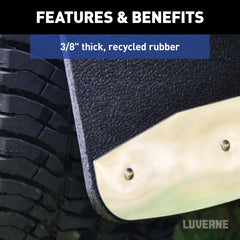 LUVERNE mud guard mounted on front wheel well demonstrating body protection and coverage