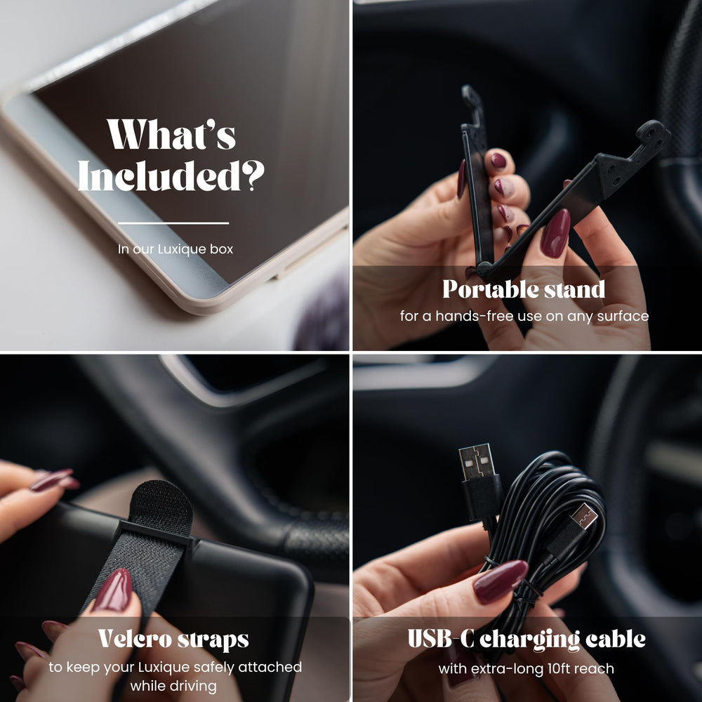 LUXIQUE in-car use during makeup application for clear visibility