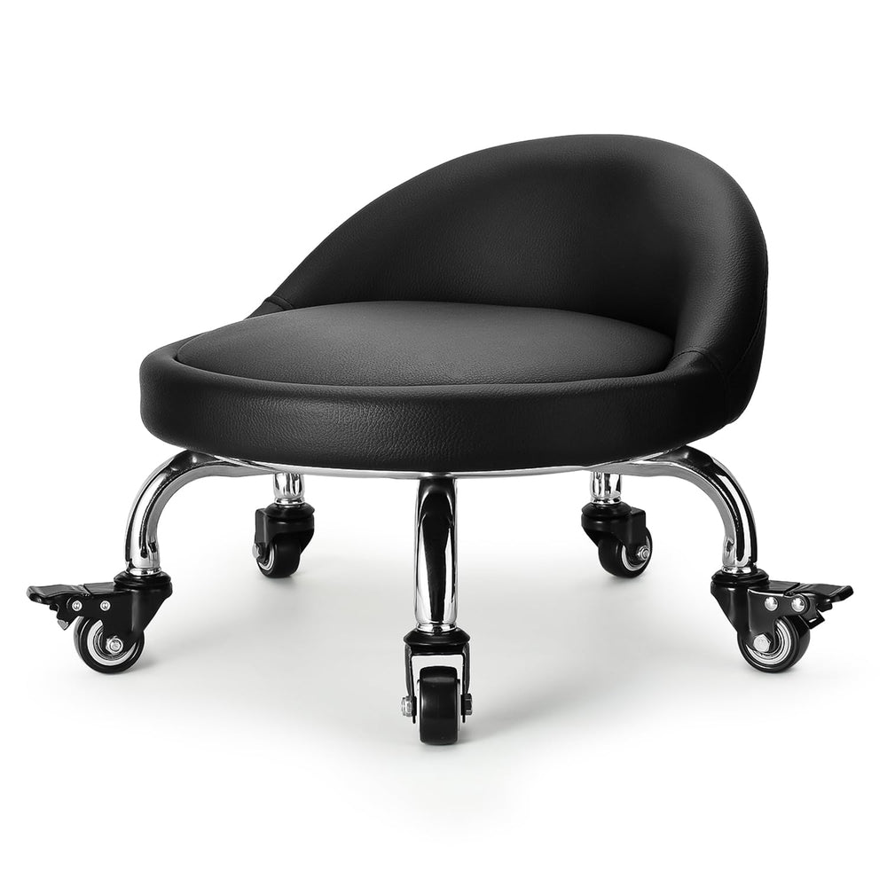 LWADALN front view of rolling stool showing compact seat and mobility benefits
