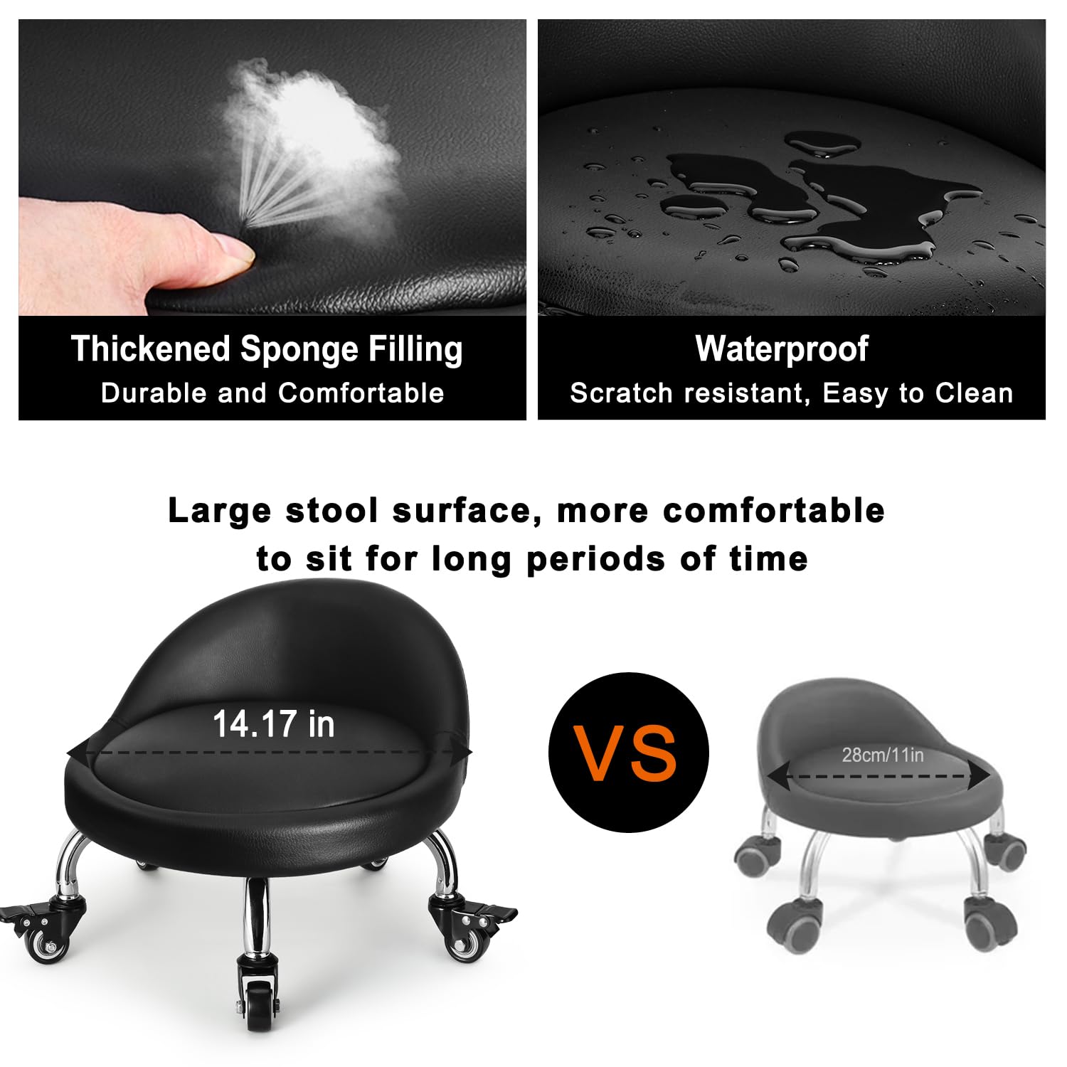 LWADALN stool in garage use illustrating mobility and ease for low projects