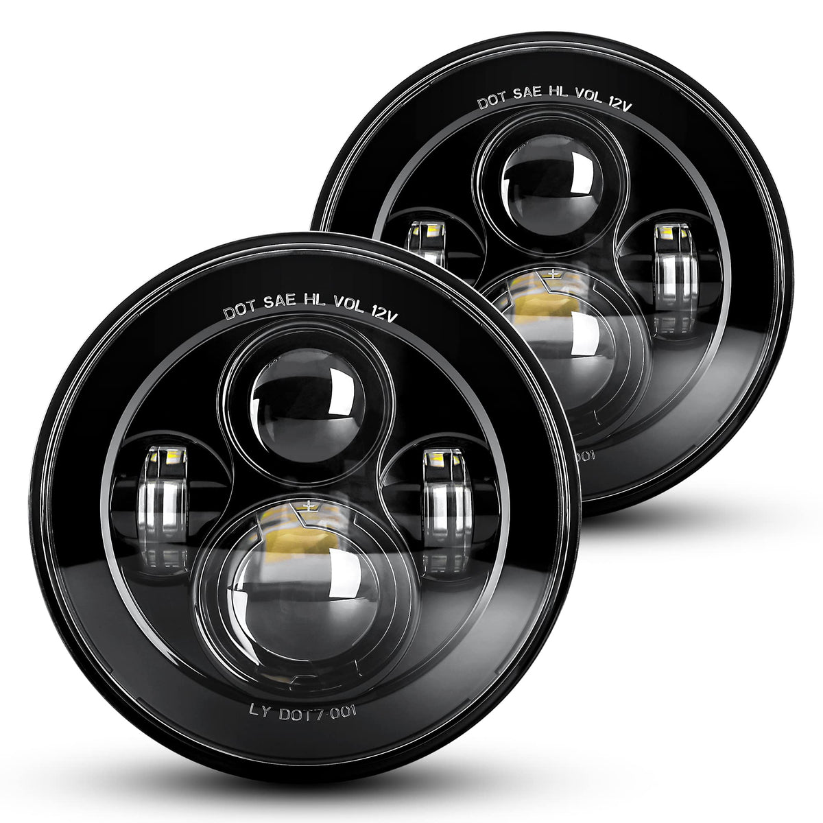 LX-LIGHT front view of 7-inch headlight showing lens and bezel with bright design