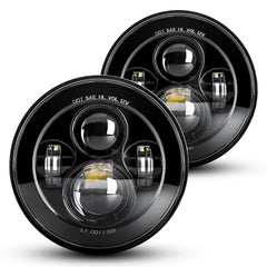LX-LIGHT front view of 7-inch headlight showing lens and bezel with bright design